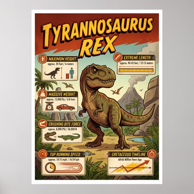 Poster Infográfico do T-Rex (Frente)