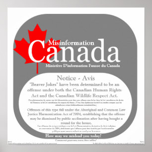 Póster Informação errónea Canadá - o castor graceja