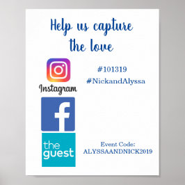 Poster Informações da hashtag da foto do casamento