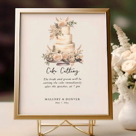 Poster Informações de Recepção de casamento Neutra de Cor