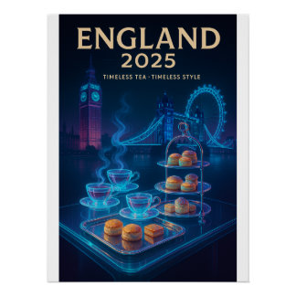 Póster Inglaterra 2025 - Eterno Tea, Estilo do Eterno