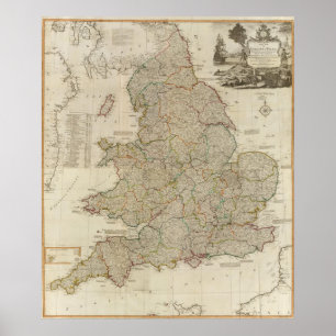 Póster Inglaterra composta, Wales