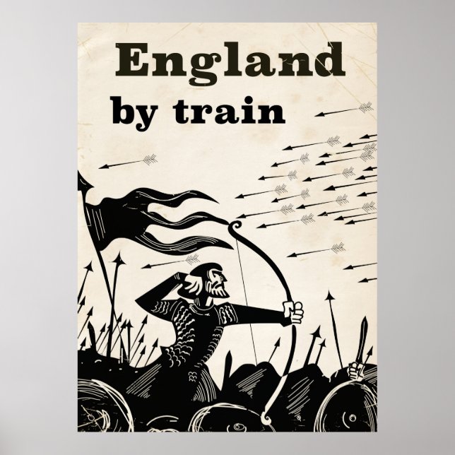 Poster Inglaterra De trem pôster de viagem vintage (Frente)