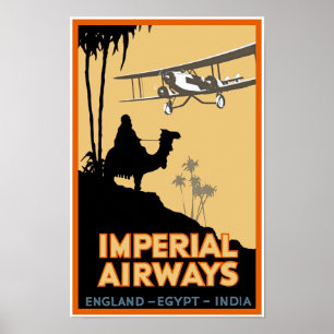 Póster ~ Inglaterra - Egipto - India de Imperial Airways