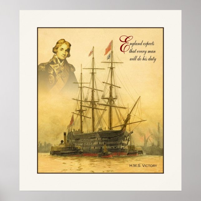 Póster Inglaterra Espera ~ Colagem de Belas Artes Vintage (Frente)