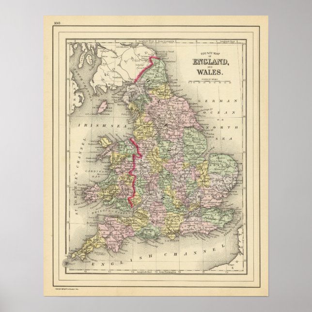 Póster Inglaterra, País de Gales 3 (Frente)