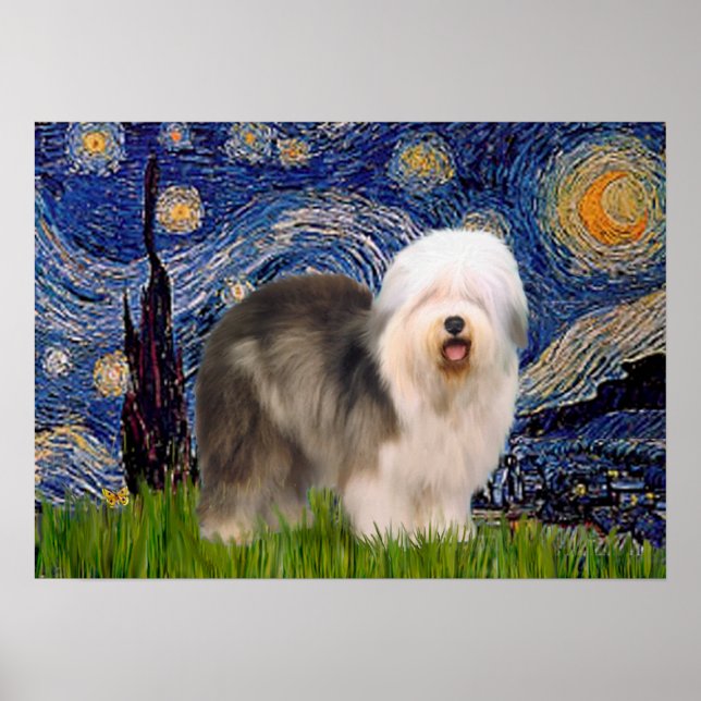 Póster Inglês Antigo (F) - Noite Estrelada (Frente)