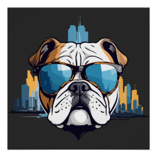 Póster Inglês Buldovetor Art Animal Modern Urban Pet