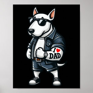 Poster Inglês Bull Terrier I Love Pai Funny Dog Tattoo _