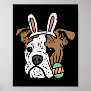 Poster Inglês Bulldog Bunny Dog Proprietário do Pão Mulhe