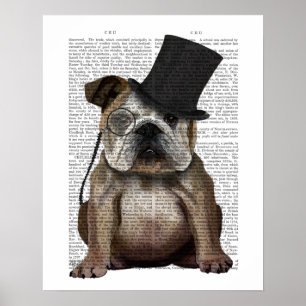 Poster Inglês Bulldog, Formal Hound e Hat