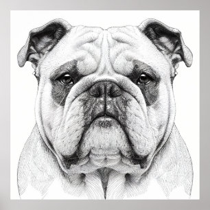 Poster Inglês Bulldog Wild Nature Animal Illustration