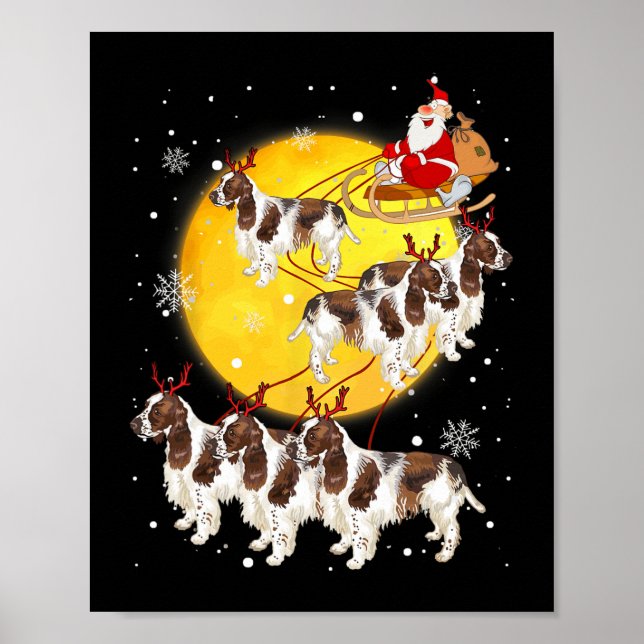 Poster Inglês Springer Spaniel Reindeer Cão de Natal Lo (Frente)