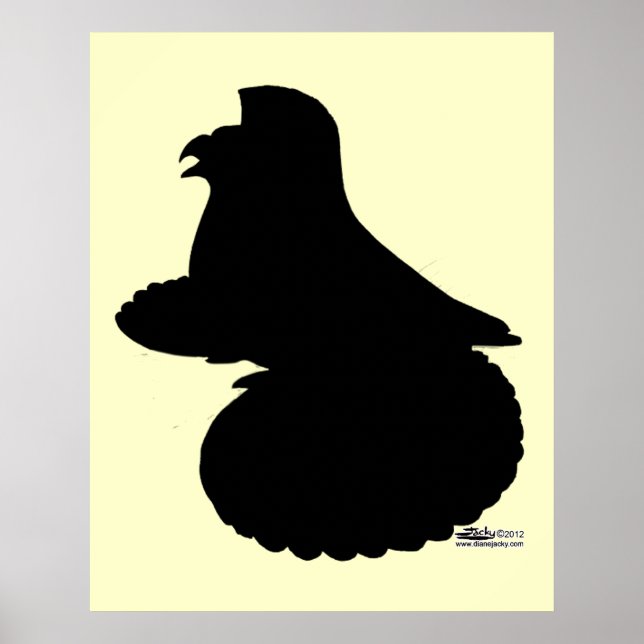 Póster Inglês Trumpeter Pigeon Silhout (Frente)