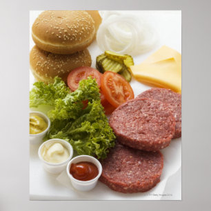 Póster Ingredientes para cheeseburgers