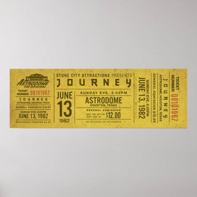 Poster Ingresso do Show da Journey – Arte de Parede Vinta (Frente)