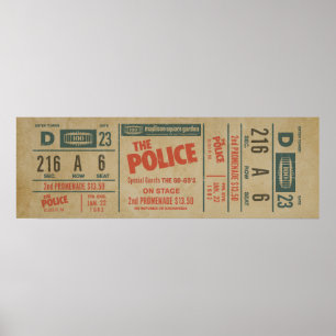 Poster Ingresso do Show do The Police – Arte de Parede Vi