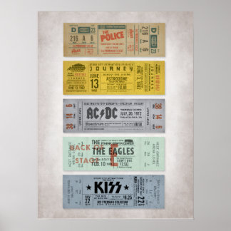 Poster Ingressos para Shows de Rock Clássico – Parede de