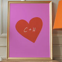 Iniciais de Casais de Amor com Coração Vermelho Ro