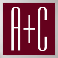 Iniciais de Casais simples | Branca e Borgonha