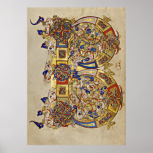 Póster Inicial iluminada B de Montecassino