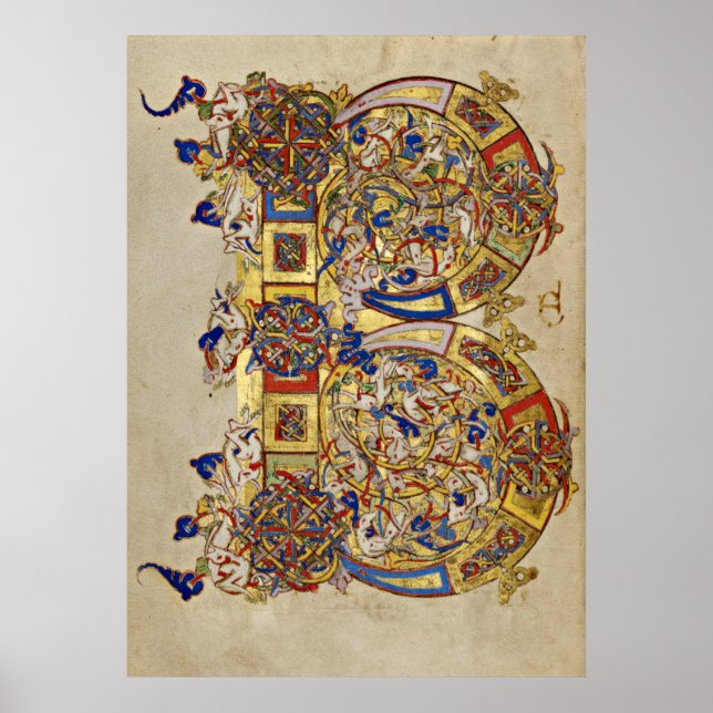 Póster Inicial iluminada B de Montecassino (Frente)