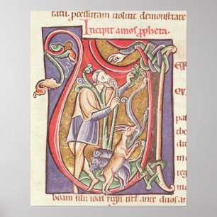 Póster Inicial "V" de Historiated que descreve Amos