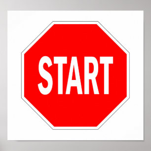 Póster iniciar sinal de trânsito - ponto