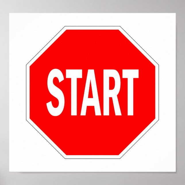 Póster iniciar sinal de trânsito - ponto (Frente)