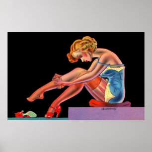 Poster início da década de 1940 Garota adorável de pin