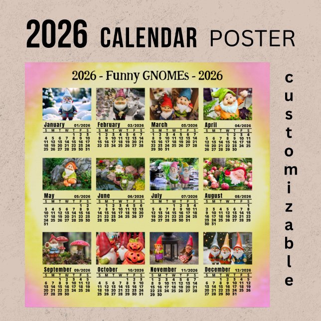Poster Início do Domingo dos Gnomos Engraçados - 2026 (Criador carregado)