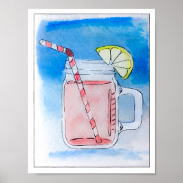 Poster Ink Lemonade Mason Jar Watercolor