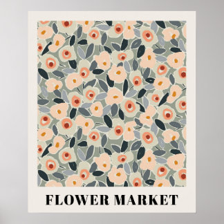 Poster Inky Floral Flower Market Pattern- Sunlit Meadow