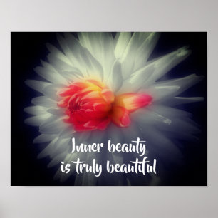 Poster Inner Beauty Dahlia Flores Palavras Inspiracionais
