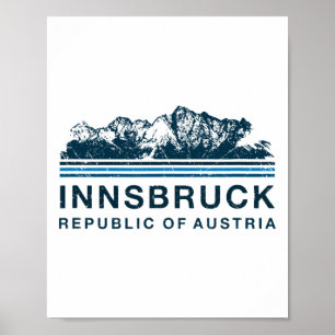 Poster Innsbruck Áustria Montanhas Esqui Austríaco Vintag