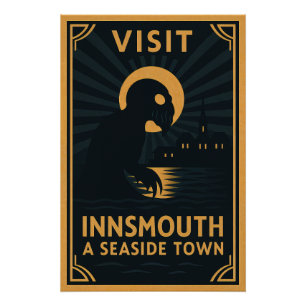 Póster Innsmouth by Moonlight - An Art Deco Journey in