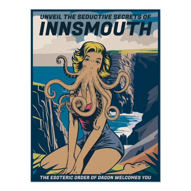 Póster Innsmouth Pin-up Cthulhu Poster de viagens Lovecra (Frente)