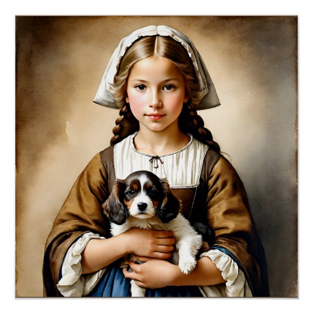 Póster “Inocência Abastada” “Cornelia" Garota Com Cachorr (Frente)