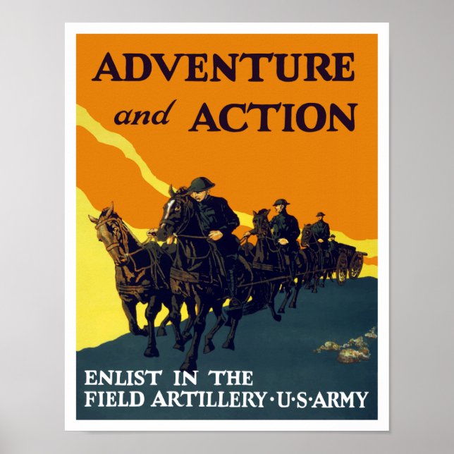 Poster Inscrever-Se Na Artilharia De Campo — Exército WW1 (Frente)