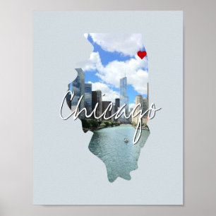 Poster Inserção de Foto do Estado de Illinois e nome da