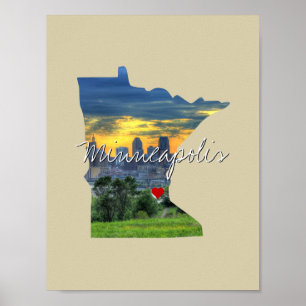Poster Inserção de Foto do Estado de Minnesota e nome d