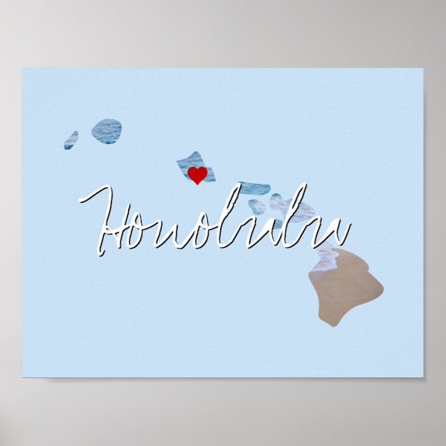 Poster Inserção de Foto do Estado do Havaí e nome da cida (Frente)