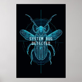 Poster Inseto Cibernético Neon Detectado Humor de Program