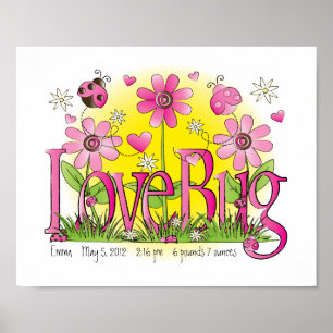 Poster Inseto de amor personalizado Lady Bug Girls Room W