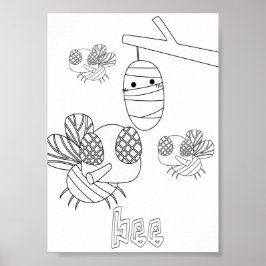 Poster Insetos Abelhas para Colorir Fofos