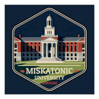 Póster Insígnia de Viagem Antiga da Universidade Miskaton