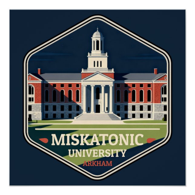 Póster Insígnia de Viagem Antiga da Universidade Miskaton (Frente)