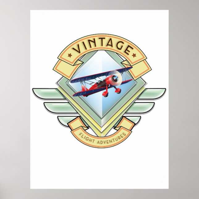 Poster Insígnia de voo estilo retrô (Frente)