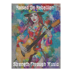 Póster Inspiração Abstrato de Arte Guitarista Personaliza