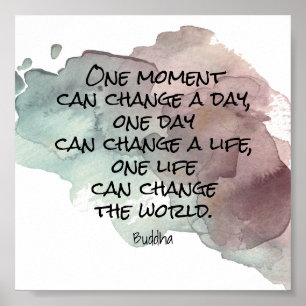 Poster inspiração Buda cita texto aquarela design